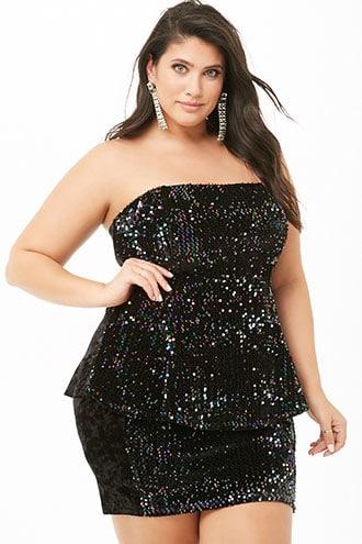 Forever21 Plus Size Sequin Velvet Peplum Top