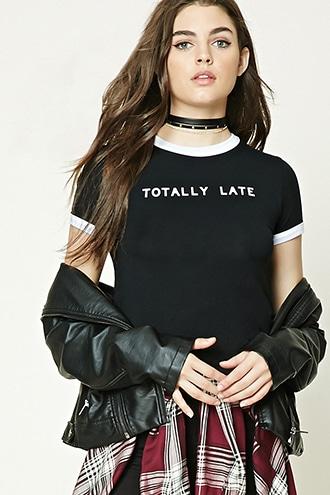 Forever21 Totally Late Ringer Tee