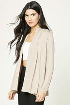 Forever21 Women's  Taupe Drape-front Cardigan
