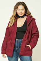 Forever21 Plus Women's  Burgundy Plus Size Utility Jacket