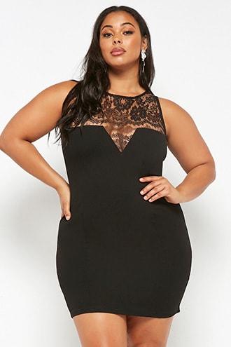 Forever21 Plus Size Lace-trim Bodycon Dress