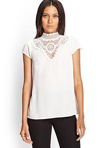 Forever21 Crochet Woven Blouse