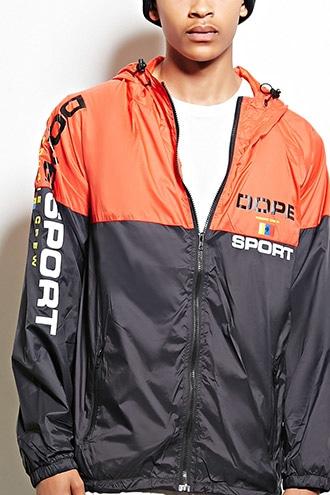 21 Men Men's  Black & Red Dope Two-tone Sport Windbreaker