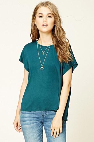 Forever21 Women's  Hunter Green Split-back Dolman Top