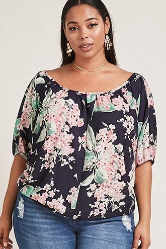 Forever21 Plus Size Floral Scoop Neck Top