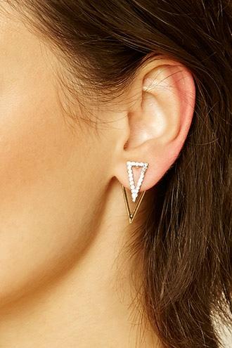 Forever21 Geo Rhinestone Ear Jackets