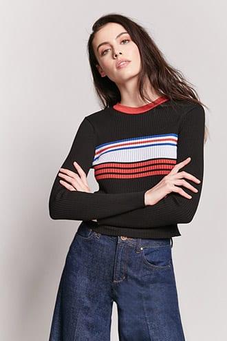 Forever21 Contrast Stripe Crop Top