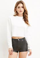Forever21 Women's  Raw-cut Cropped Sweatshirt (ivory)