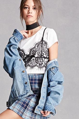 Forever21 Reverse Eyelash Lace Combo Top