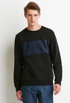 21 Men Faux Suede Panel Sweatshirt