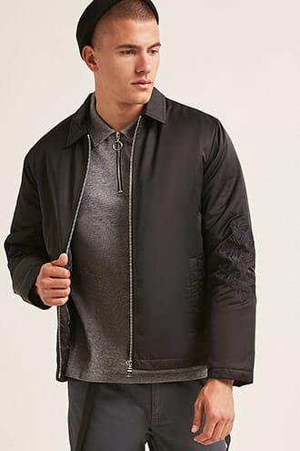 Forever21 Embroidered Zip-front Jacket