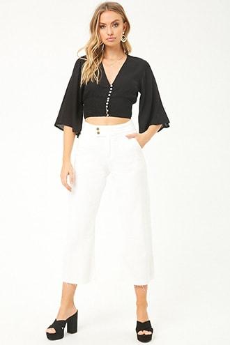 Forever21 High-rise Raw-cut Ankle Jeans