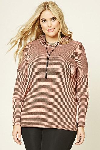 Forever21 Plus Women's  Plus Size Hooded Striped Top