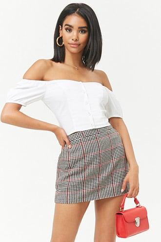 Forever21 Wool-blend Glen Plaid Skirt