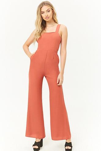 Forever21 Square Neck Wide-leg Jumpsuit