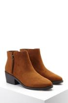 Forever21 Women's  Camel Faux Suede Side-zip Booties