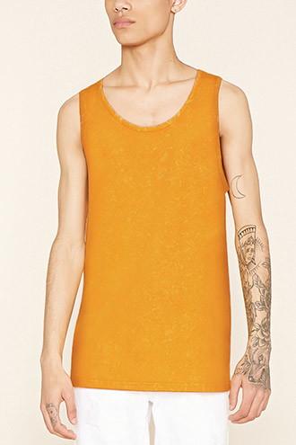 21 Men Men's  Mustard Mineral Wash Cotton Tank