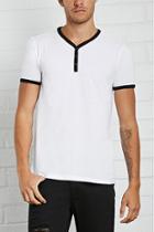 Forever21 Contrast-trimmed Henley Tee