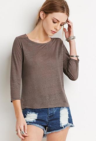 Forever21 Women's  Embroidered Mesh-paneled Top (grey)