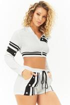 Forever21 Striped-trim Cropped Jacket & Shorts Set