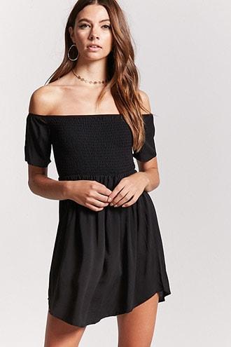Forever21 Off-the-shoulder Mini Skater Dress