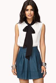 Forever21 Classic Neck-tie Blouse