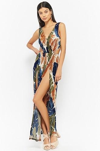 Forever21 Banana Leaf Print Maxi Dress