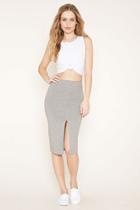 Forever21 Women's  Heather Grey Vented Pencil Skirt