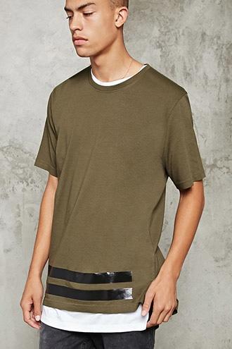 Forever21 Stripe-hem Longline Tee