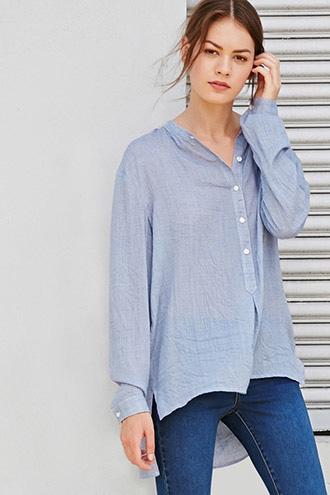 Forever21 Women's  Micro-patterned Popover Shirt