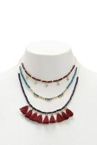 Forever21 Tasseled & Beaded Layer Necklace