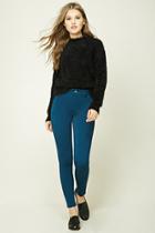 Forever21 Women's  Teal Mid-rise Textured Pants