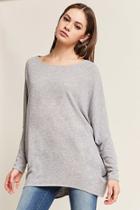 Forever21 Marled Dolman-sleeve High-low Top