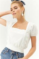 Forever21 Sheer Crochet-trim Dotted Top