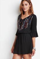Forever21 Embroidered Bell-sleeve Peasant Dress