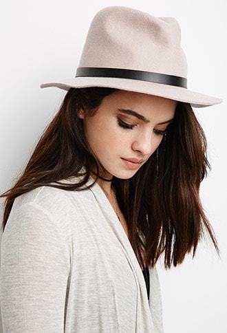 Forever21 Faux Leather-trimmed Wool Fedora