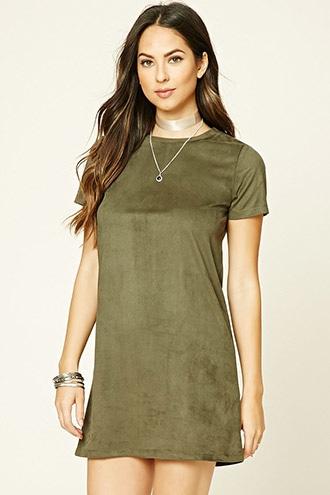 Forever21 Women's  Faux Suede Mini T-shirt Dress