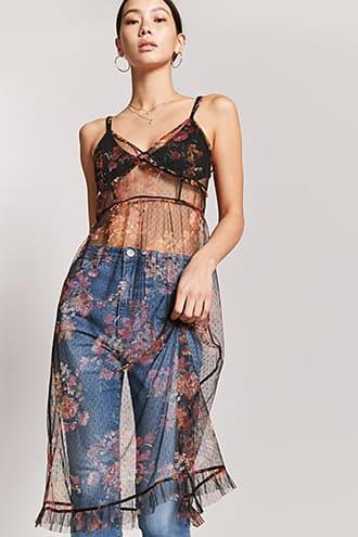 Forever21 Sheer Floral Ruffle Dress