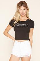 Forever21 Women's  Black & White My Bridesmaids Graphic Crop Top