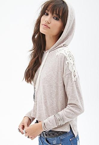 Forever21 Boxy Crochet Hoodie