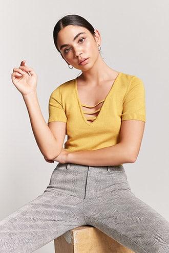 Forever21 Caged Sweater-knit Top