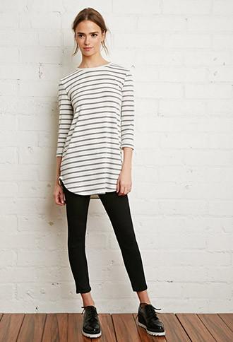 Forever21 Ribbed Stripe Longline Top