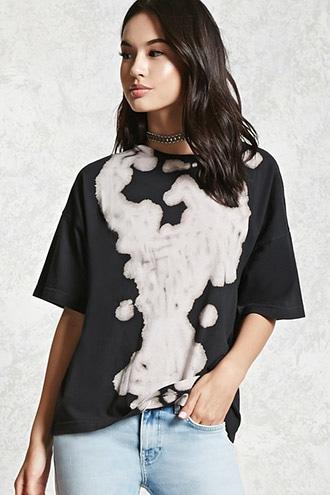 Forever21 Boxy Bleach Dye Tee