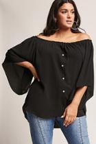 Forever21 Plus Size Button-front Off-the-shoulder Top