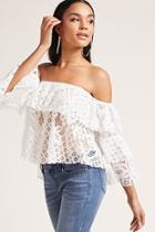 Forever21 Crochet Lace Flounce Top