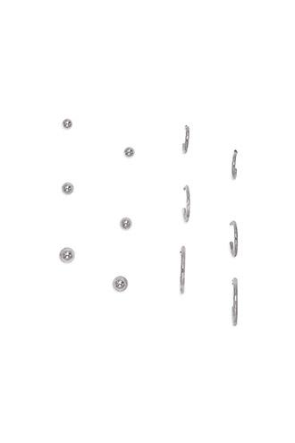 Forever21 Silver Hoop And Ball Earring Set