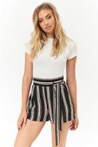 Forever21 Multicolor Striped Self-tie Paperbag Shorts