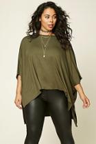 Forever21 Plus Women's  Olive Plus Size High-low Top
