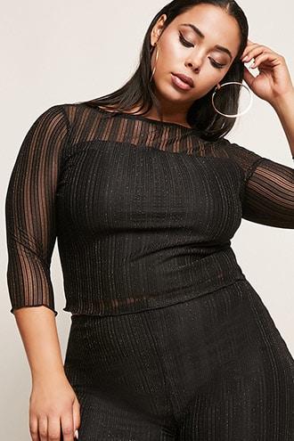 Forever21 Plus Size Shadow-stripe Top