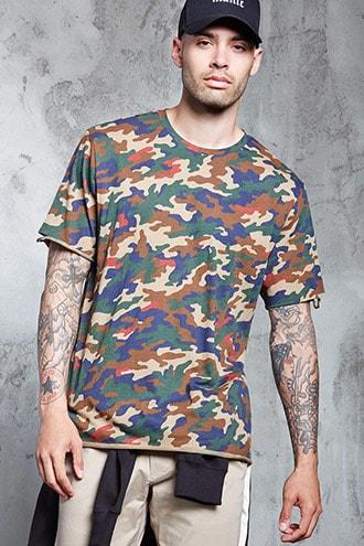 Forever21 Distressed Camo Print Tee